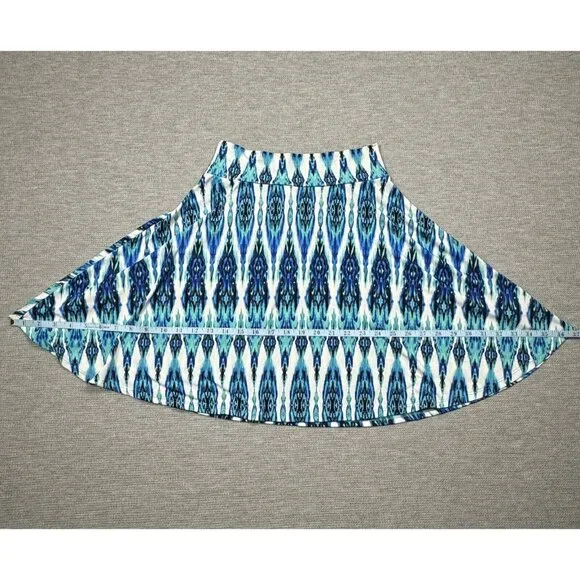 LuLaRoe A-Line Skirt Size 10 Multicolor Blue Geometric Pull On Knee Length Midi - Picture 10 of 12